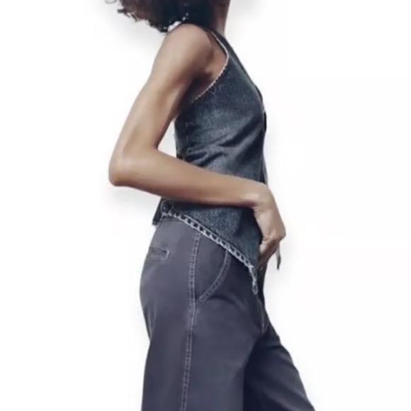 👖Zara Chino Gray Wide Leg Fit Pants - Comfortable and Cozy - Size 4 - Picture 3 of 12